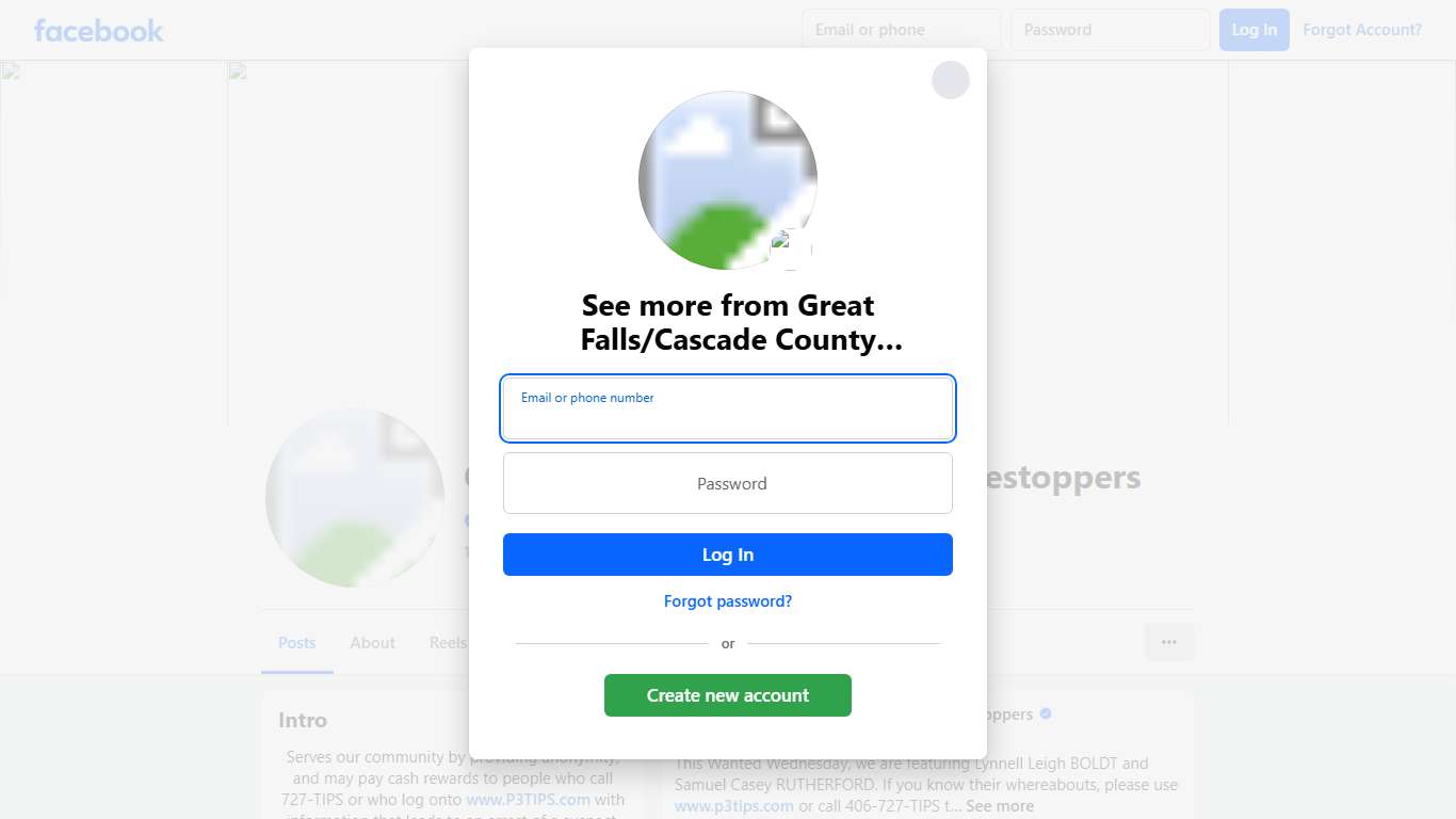 Great Falls/Cascade County Crimestoppers Facebook