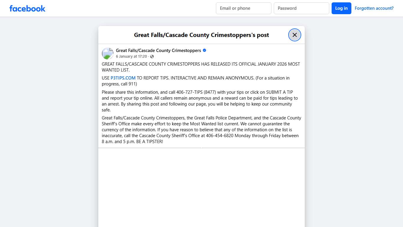 GREAT... - Great Falls/Cascade County Crimestoppers Facebook